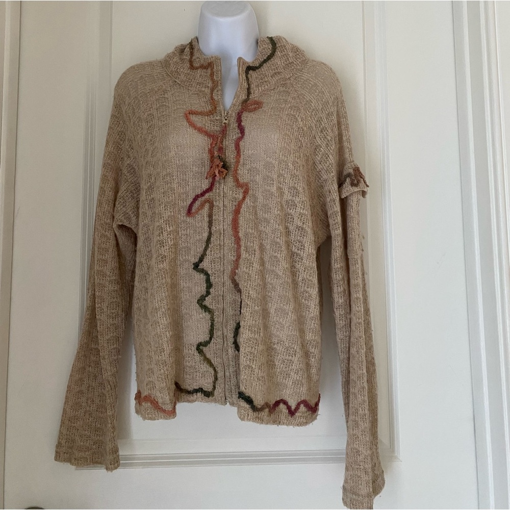 Vintage CanvasBacks Front Zipper Hooded Sweater Wool Blend Boho Size S